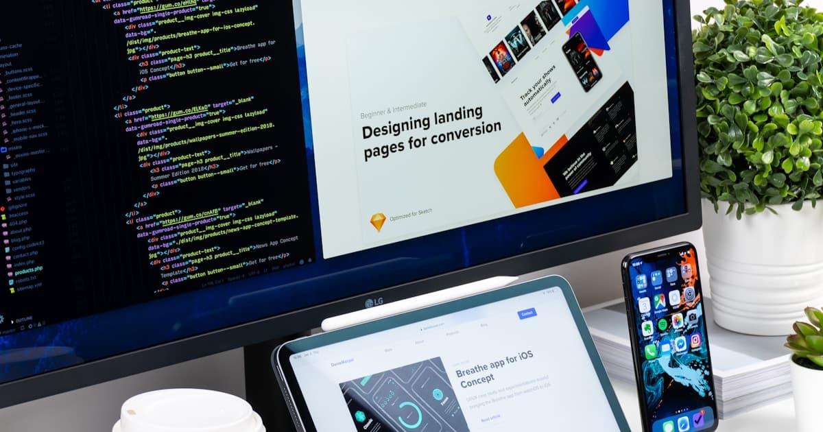 AI prompt for expert web design showing a developer using AI tools to build responsive website layouts
