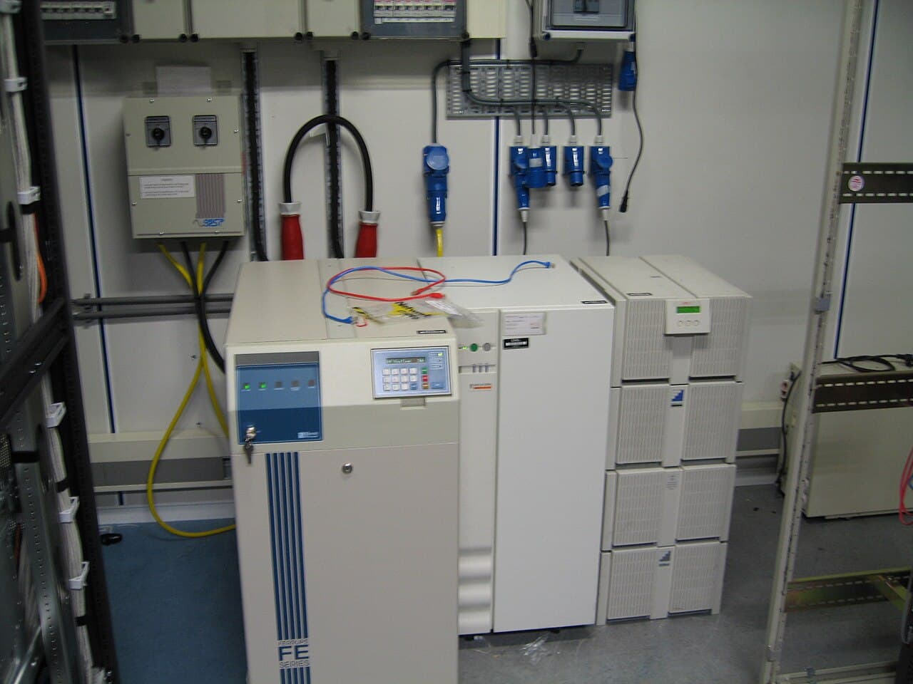 UPS systems in a server room symbolizing resilient llms.txt monitoring and uptime for AI crawler access